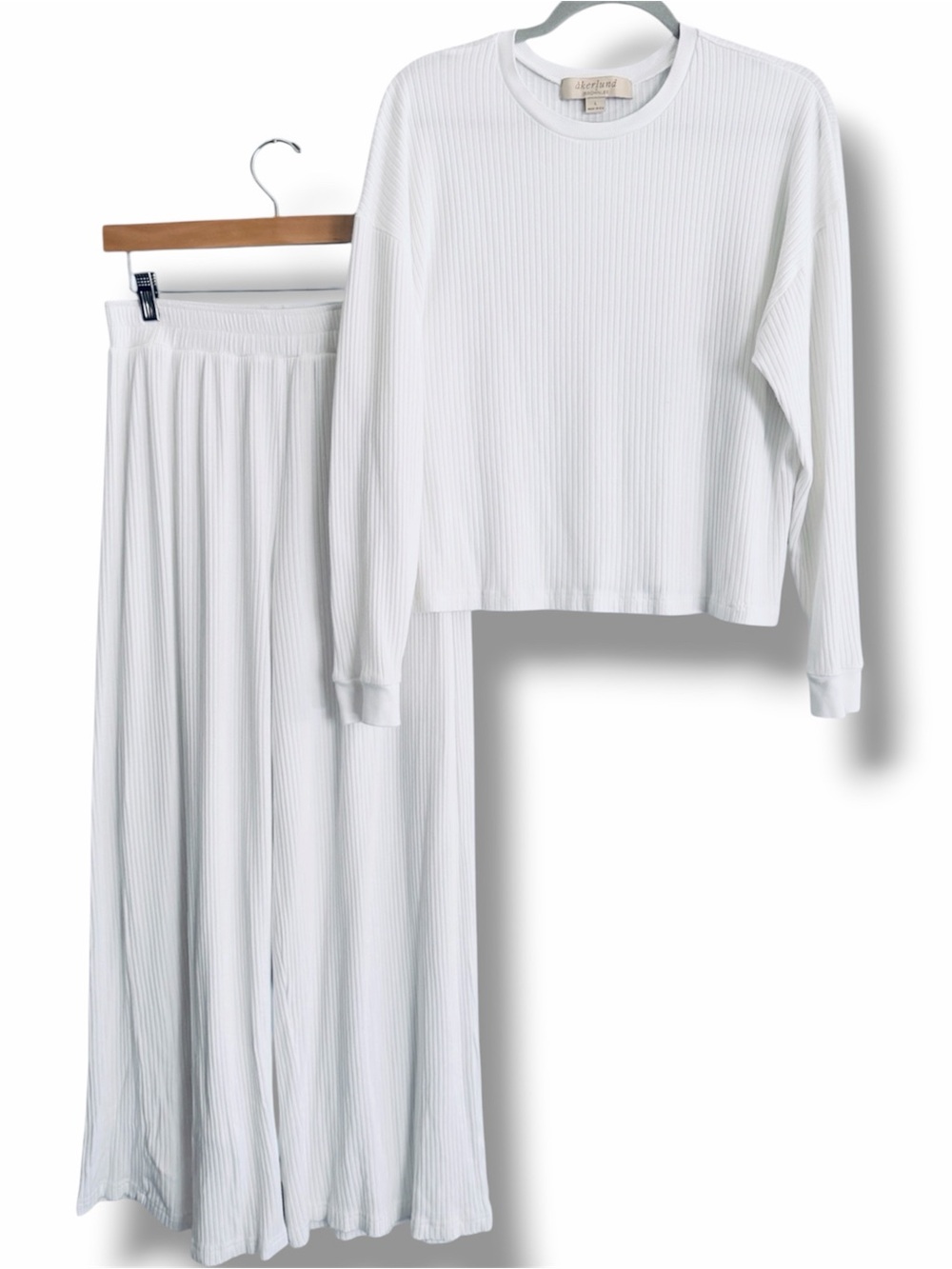 Åkerlund X Brownlee Ribbed Lounge Set White Set Wide Leg Size Large